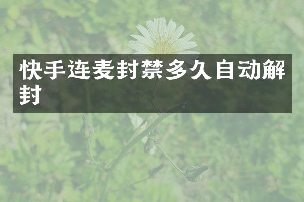 快手连麦封禁多久自动解封