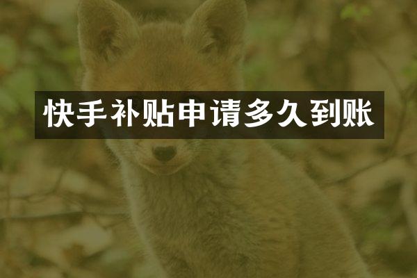 快手补贴申请多久到账