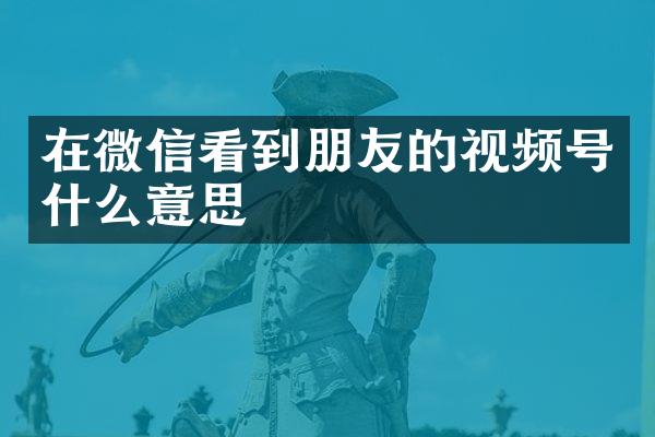 在微信看到朋友的视频号什么意思