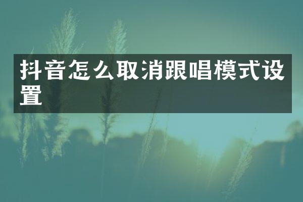 抖音怎么取消跟唱模式设置