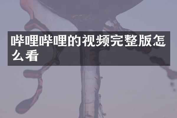 哔哩哔哩的视频完整版怎么看