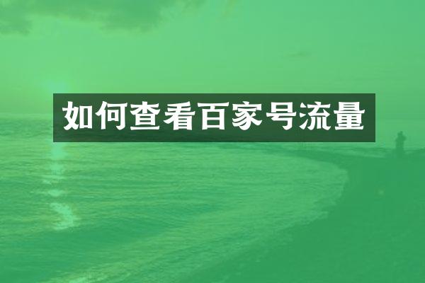 如何查看百家号流量