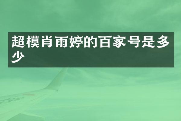 超模肖雨婷的百家号是多少