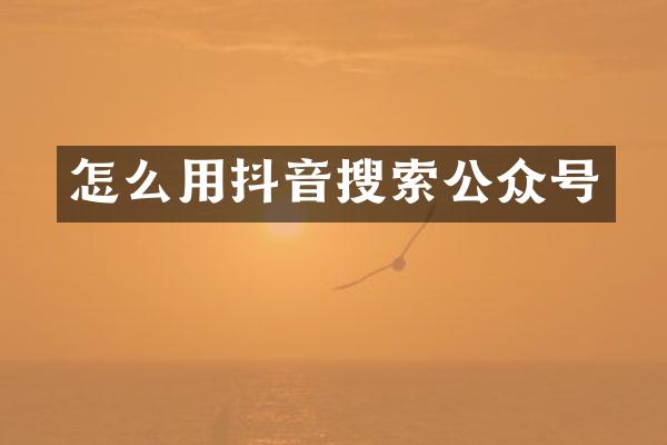 怎么用抖音搜索公众号