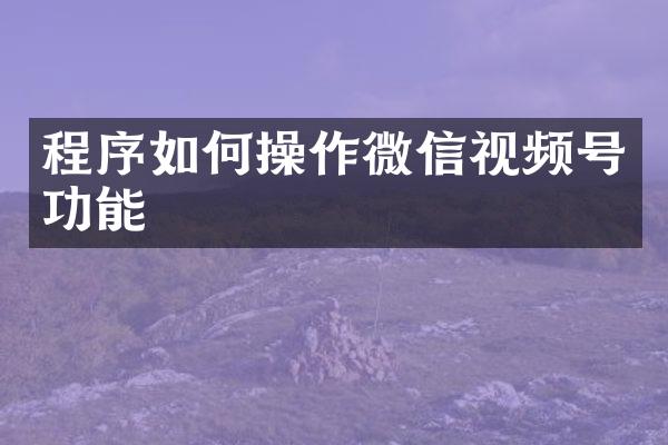 程序如作微信视频号功能