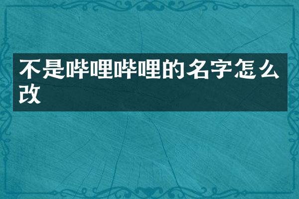 不是哔哩哔哩的名字怎么改