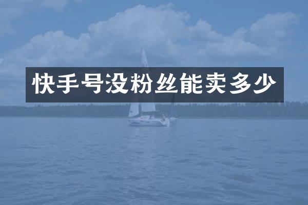 快手号没粉丝能卖多少