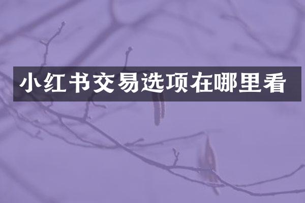 小红书交易选项在哪里看