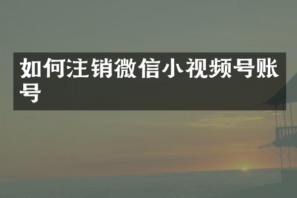 如何注销微信小视频号账号