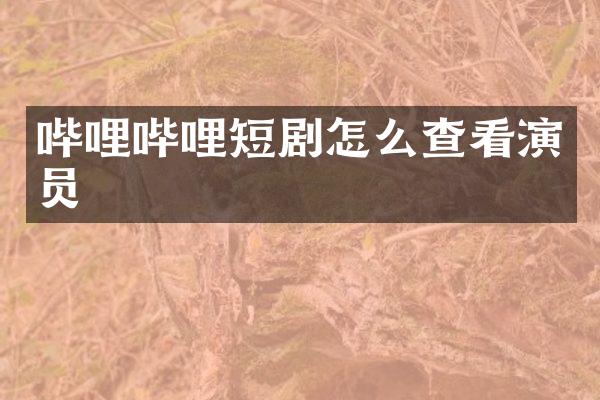 哔哩哔哩短剧怎么查看演员