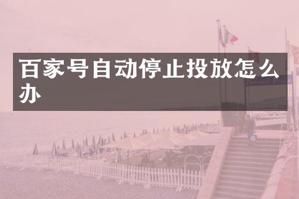 百家号自动停止投放怎么办