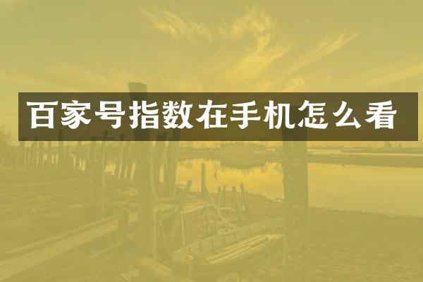 百家号指数在手机怎么看