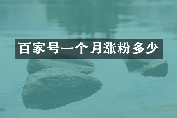 百家号一个月涨粉多少