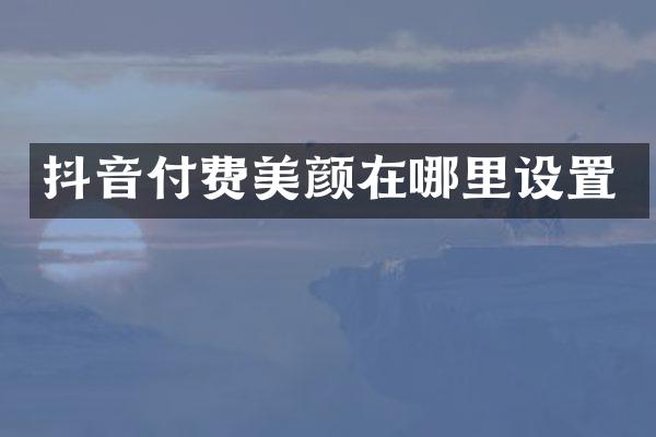 抖音付费美颜在哪里设置