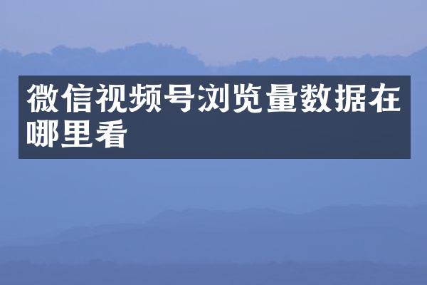 微信视频号浏览量数据在哪里看