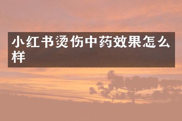 小红书烫伤中药效果怎么样