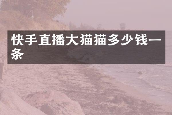 快手直播大猫猫多少钱一条