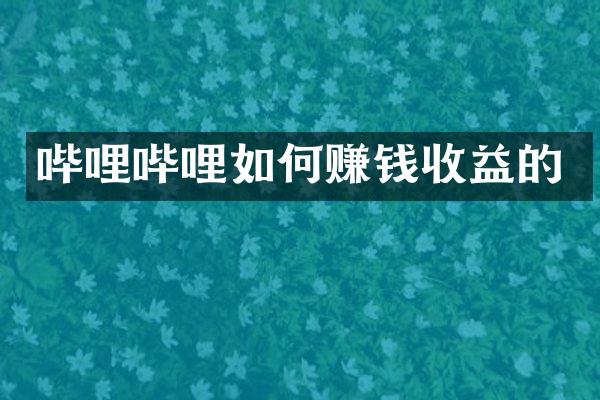 哔哩哔哩如何赚钱收益的