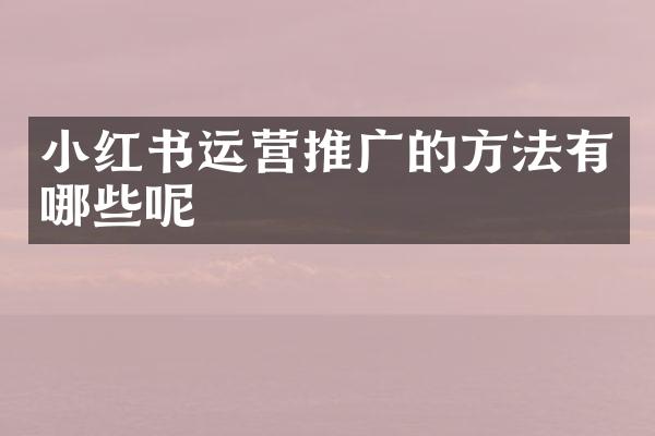 小红书运营推广的方法有哪些呢