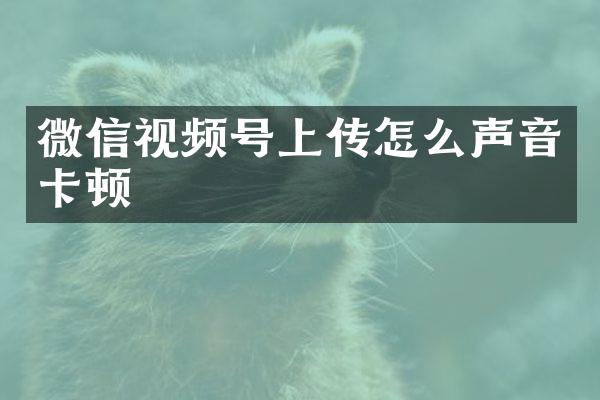 微信视频号上传怎么声音卡顿