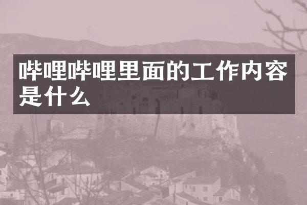 哔哩哔哩里面的工作内容是什么