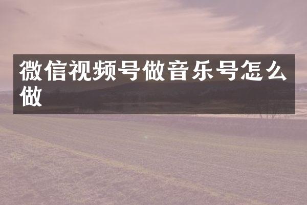 微信视频号做音乐号怎么做