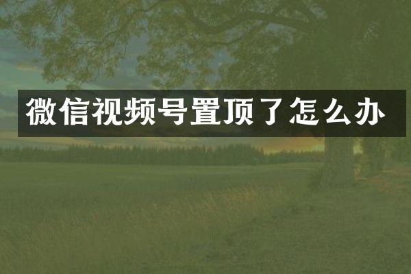 微信视频号置顶了怎么办