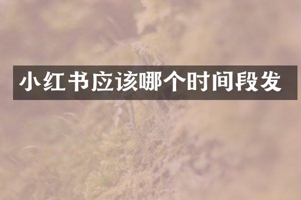 小红书应该哪个时间段发