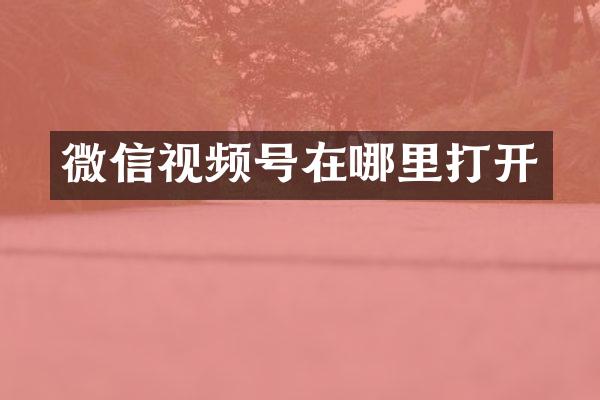 微信视频号在哪里打开