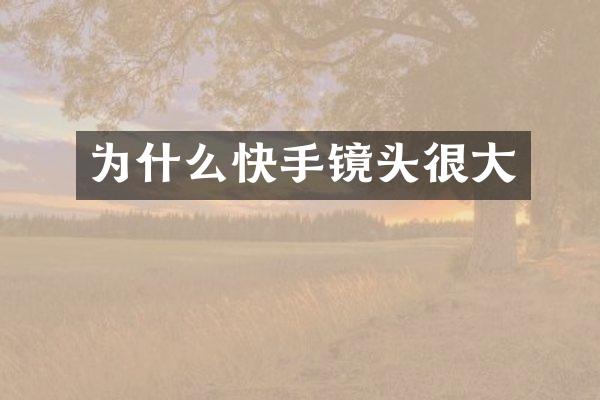 为什么快手镜头很大