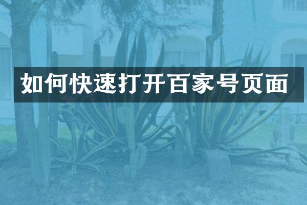 如何快速打开百家号页面