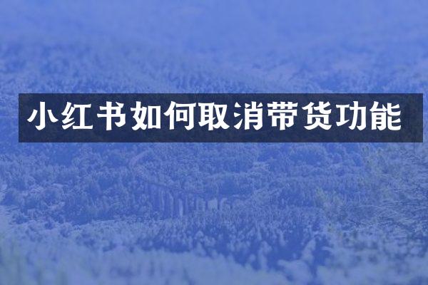 小红书如何取消带货功能