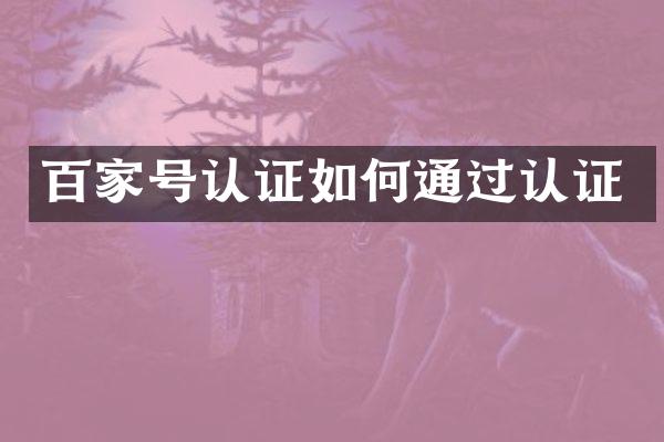 百家号认证如何通过认证