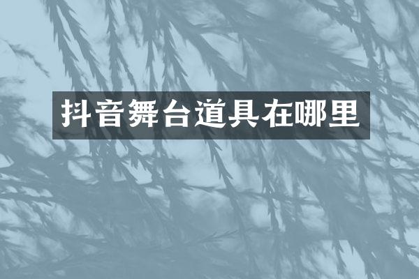 抖音舞台道具在哪里