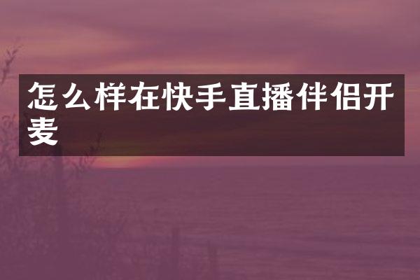 怎么样在快手直播伴侣开麦
