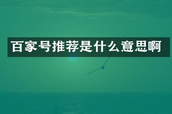 百家号推荐是什么意思啊