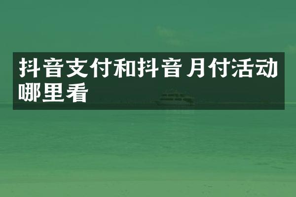 抖音支付和抖音月付活动哪里看