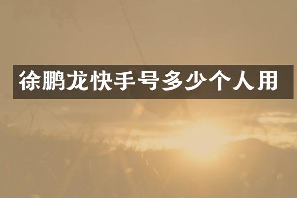 徐鹏龙快手号多少个人用
