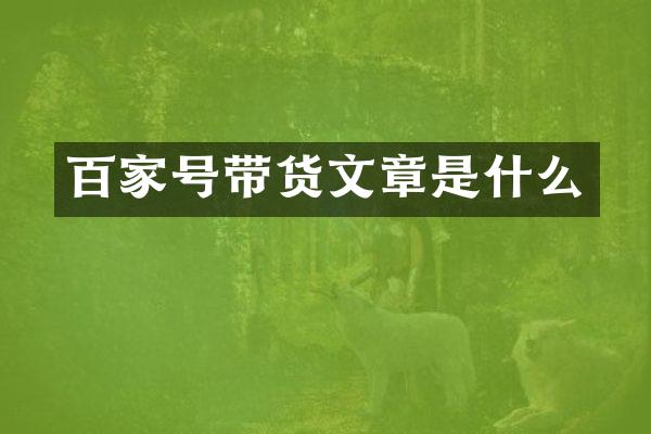 百家号带货文章是什么