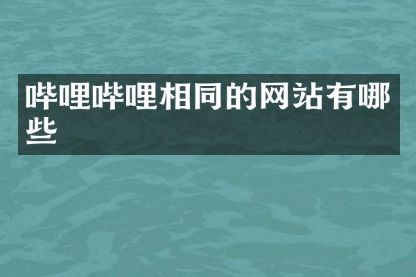 哔哩哔哩相同的网站有哪些