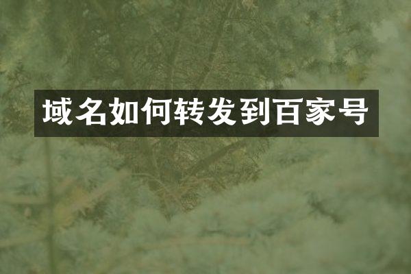 域名如何转发到百家号