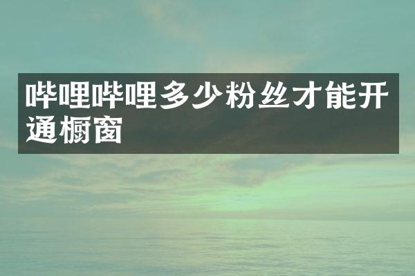 哔哩哔哩多少粉丝才能开通橱窗