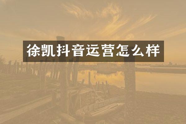 徐凯抖音运营怎么样