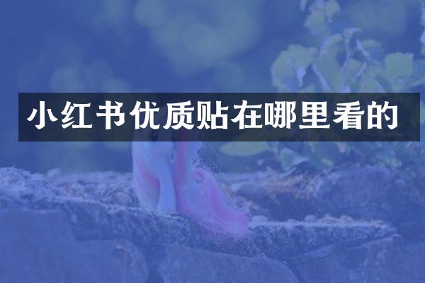 小红书优质贴在哪里看的