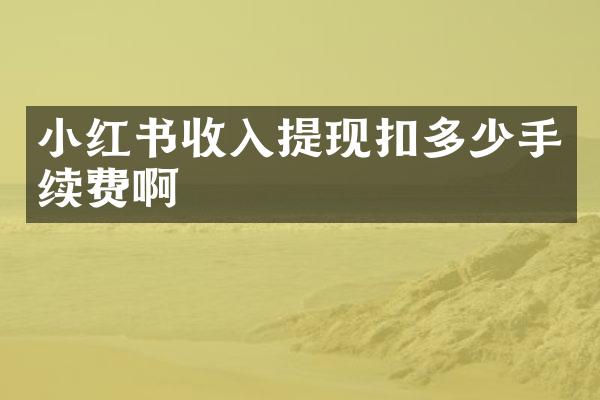 小红书收入提现扣多少手续费啊