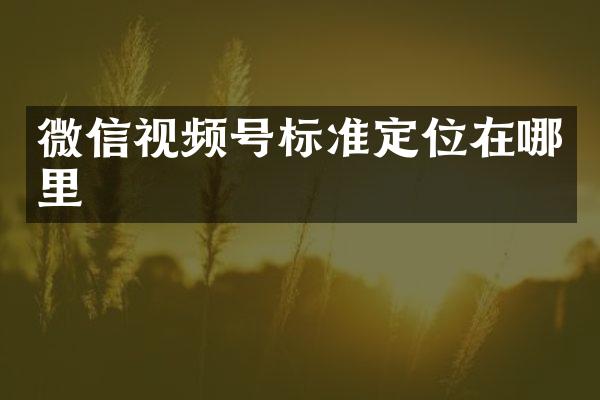 微信视频号标准定位在哪里
