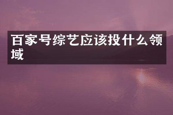 百家号综艺应该投什么领域
