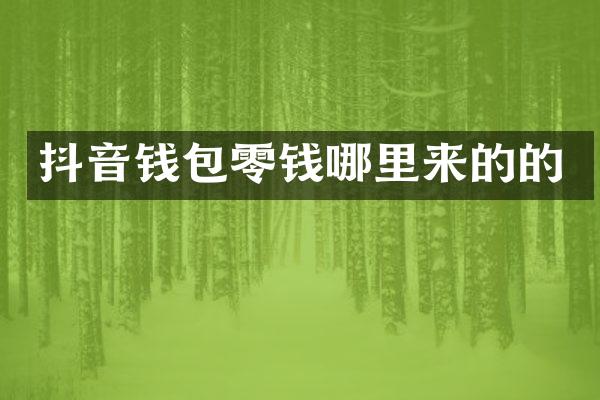 抖音钱包零钱哪里来的的