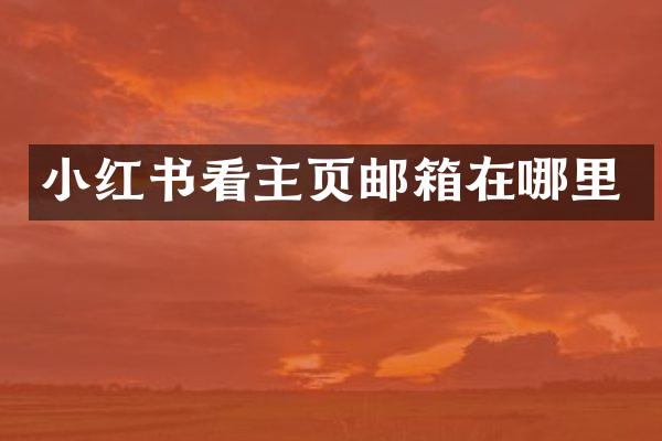 小红书看主页邮箱在哪里