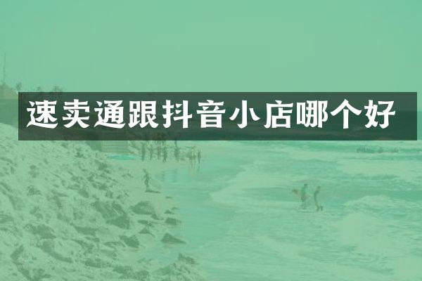 速卖通跟抖音小店哪个好